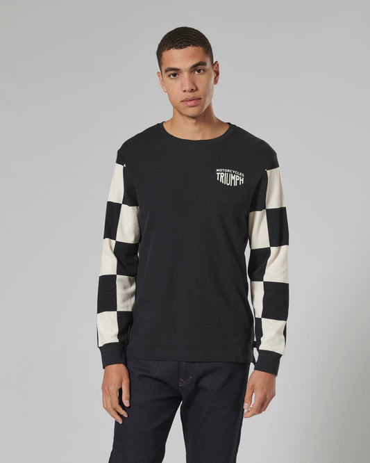 Harker Checkerboard Long Sleeve Tee in Black and White - SS23