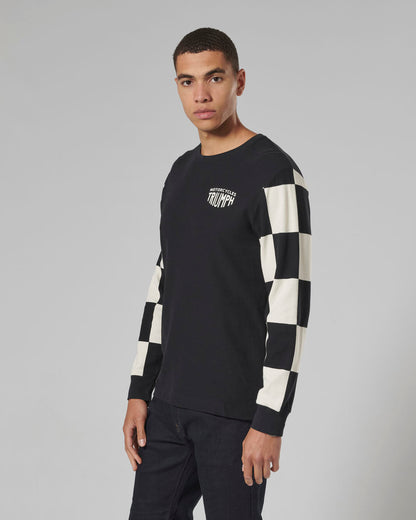 Harker Checkerboard Long Sleeve Tee in Black and White - SS23