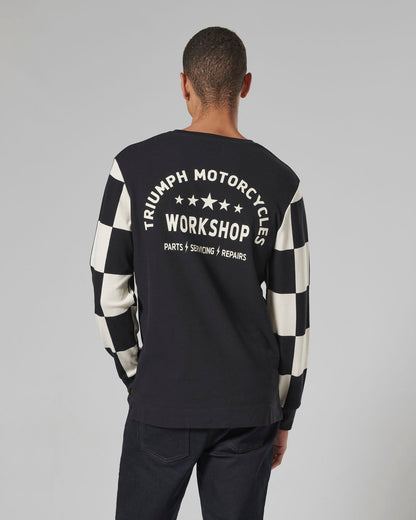 Harker Checkerboard Long Sleeve Tee in Black and White - SS23