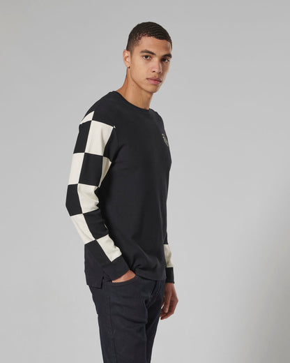 Harker Checkerboard Long Sleeve Tee in Black and White - SS23