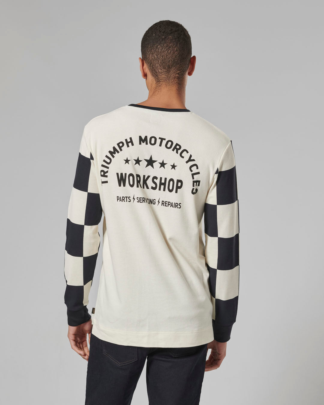 MTLS24130 - CHECKERBOARD L/S TEE-BL/B-L - Genuine Triumph