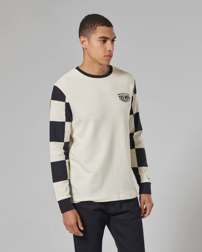 MTLS24130 - CHECKERBOARD L/S TEE-BL/B-L - Genuine Triumph Motorcycle Product