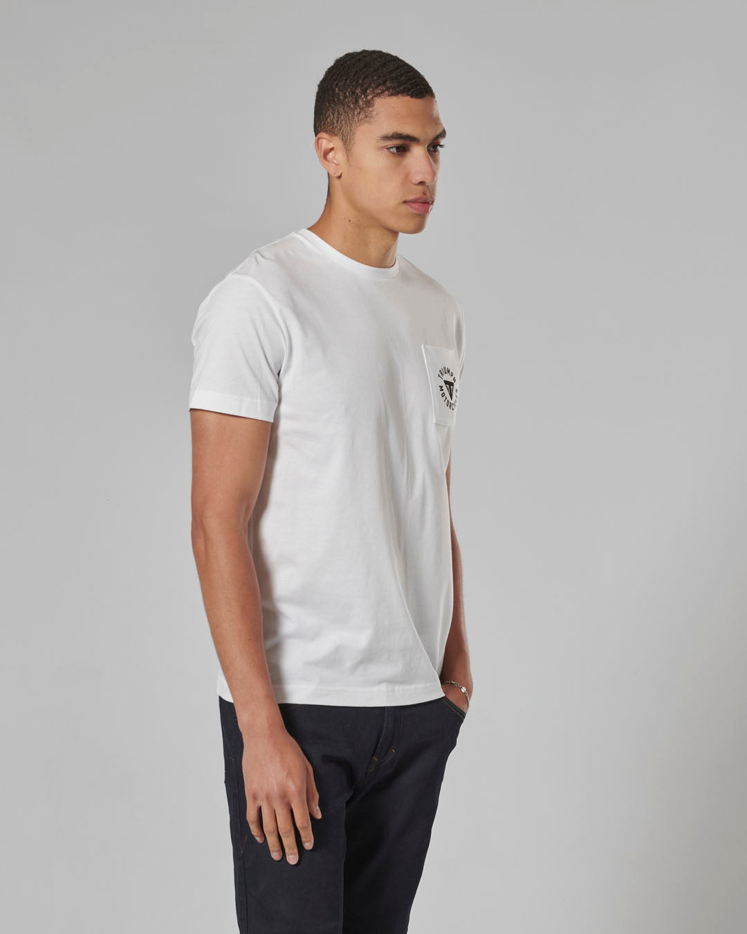 Newlyn Back Print Chest Pocket Tee White