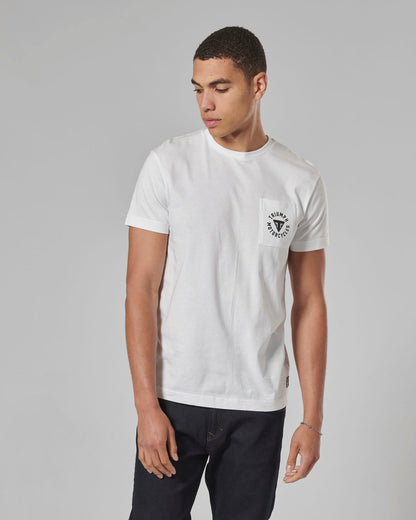 Newlyn Back Print Chest Pocket Tee White