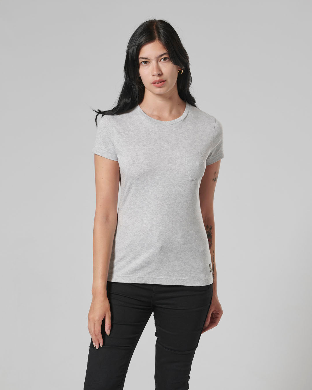 Sydney Womens Pocket Tee in Grey