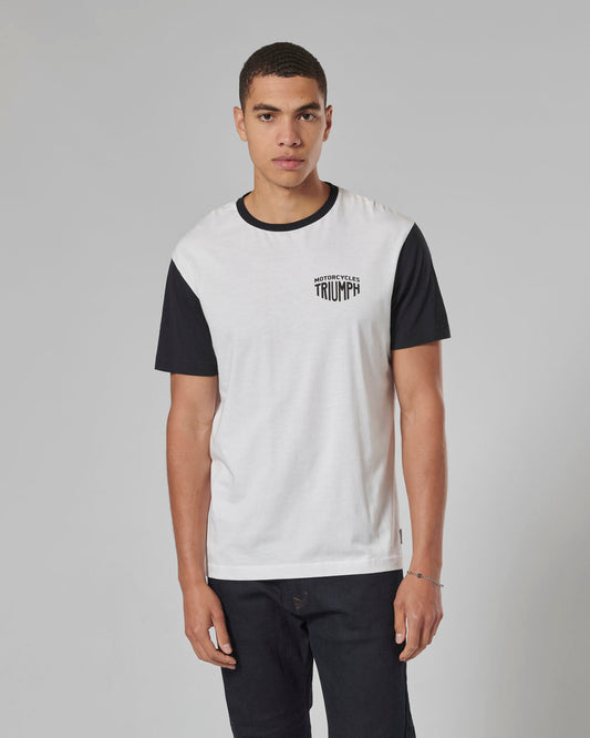 Fenland Contrast Sleeve Tee in White and Black - SS23