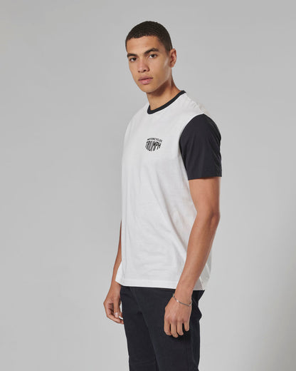 Fenland Contrast Sleeve Tee in White and Black - SS23