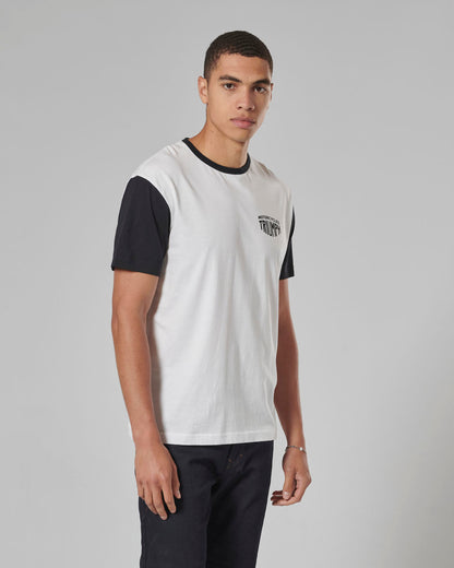 Fenland Contrast Sleeve Tee in White and Black - SS23