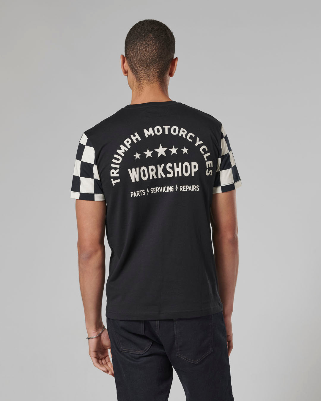 Preston Checkerboard Sleeve Tee in Black and Bone - SS23