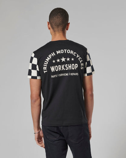 Preston Checkerboard Sleeve Tee in Black and Bone - SS23