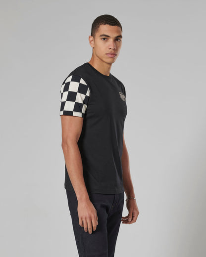 Preston Checkerboard Sleeve Tee in Black and Bone - SS23