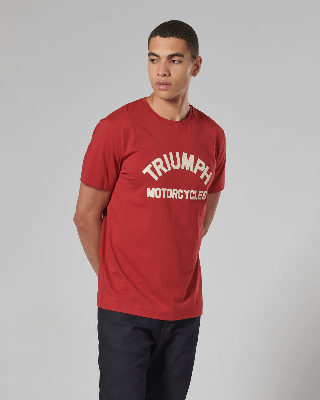 MTSS24105 - CARTMEL TEE-RED/BONE-L - Genuine Triumph Motorcycle Product