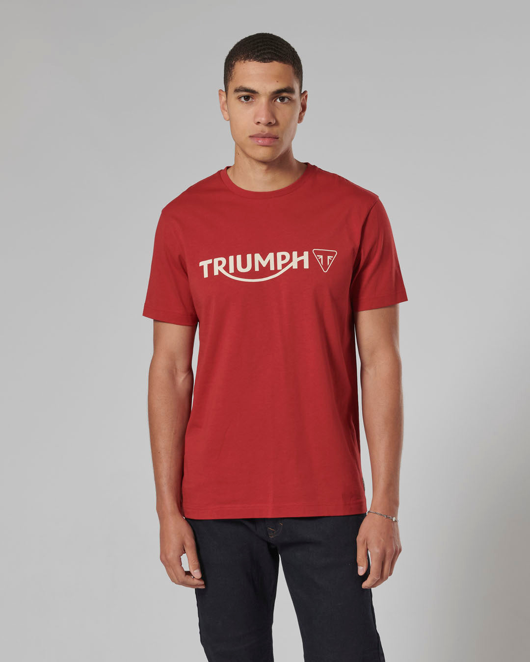 MTSS24105 - CARTMEL TEE-RED/BONE-L - Genuine Triumph Motorcycle Product