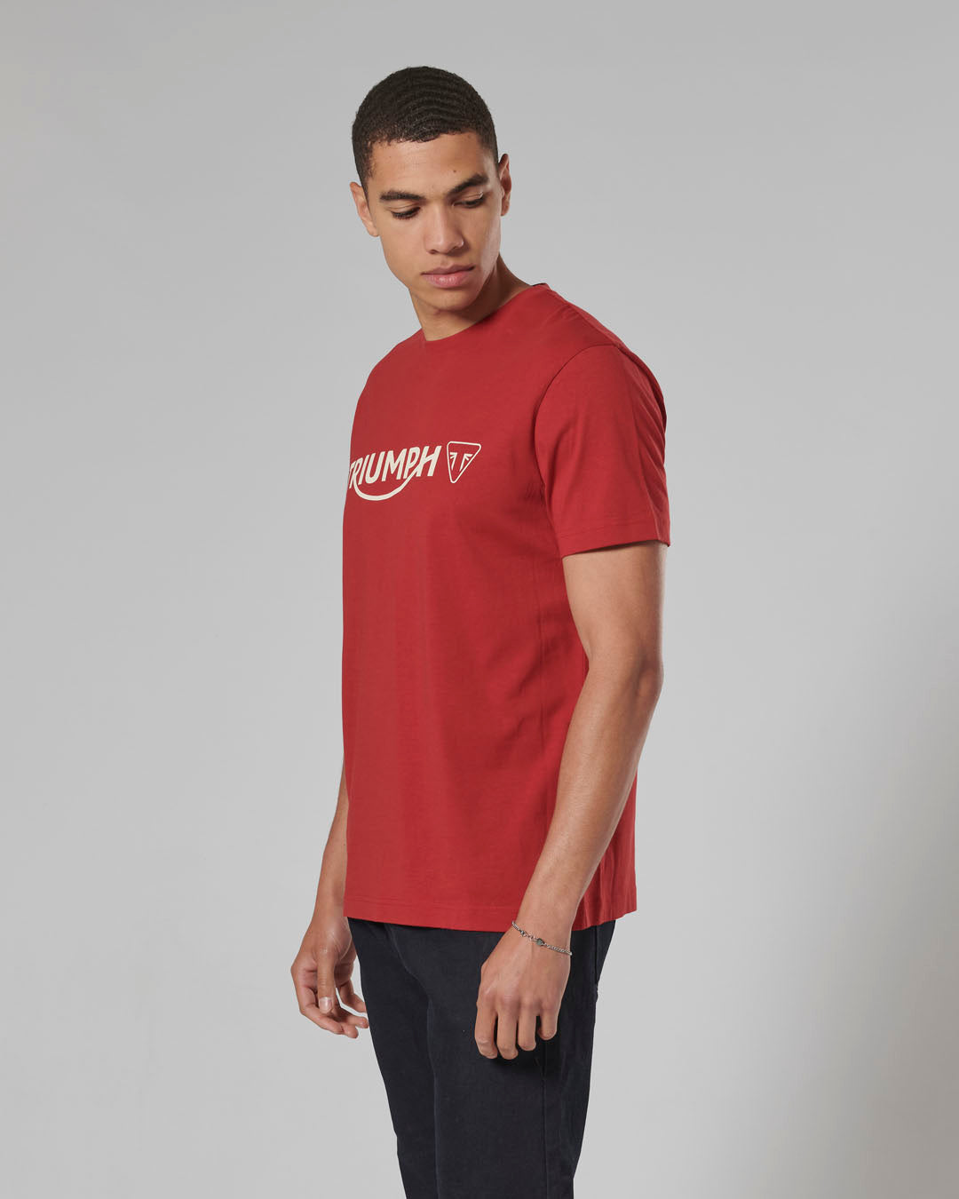 MTSS24105 - CARTMEL TEE-RED/BONE-L - Genuine Triumph Motorcycle Product