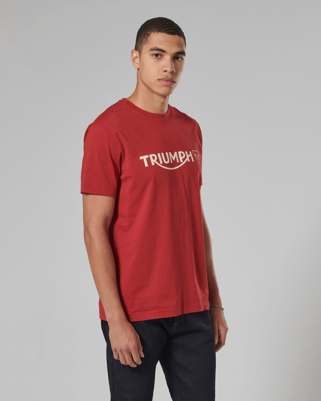 MTSS24105 - CARTMEL TEE-RED/BONE-L - Genuine Triumph Motorcycle Product