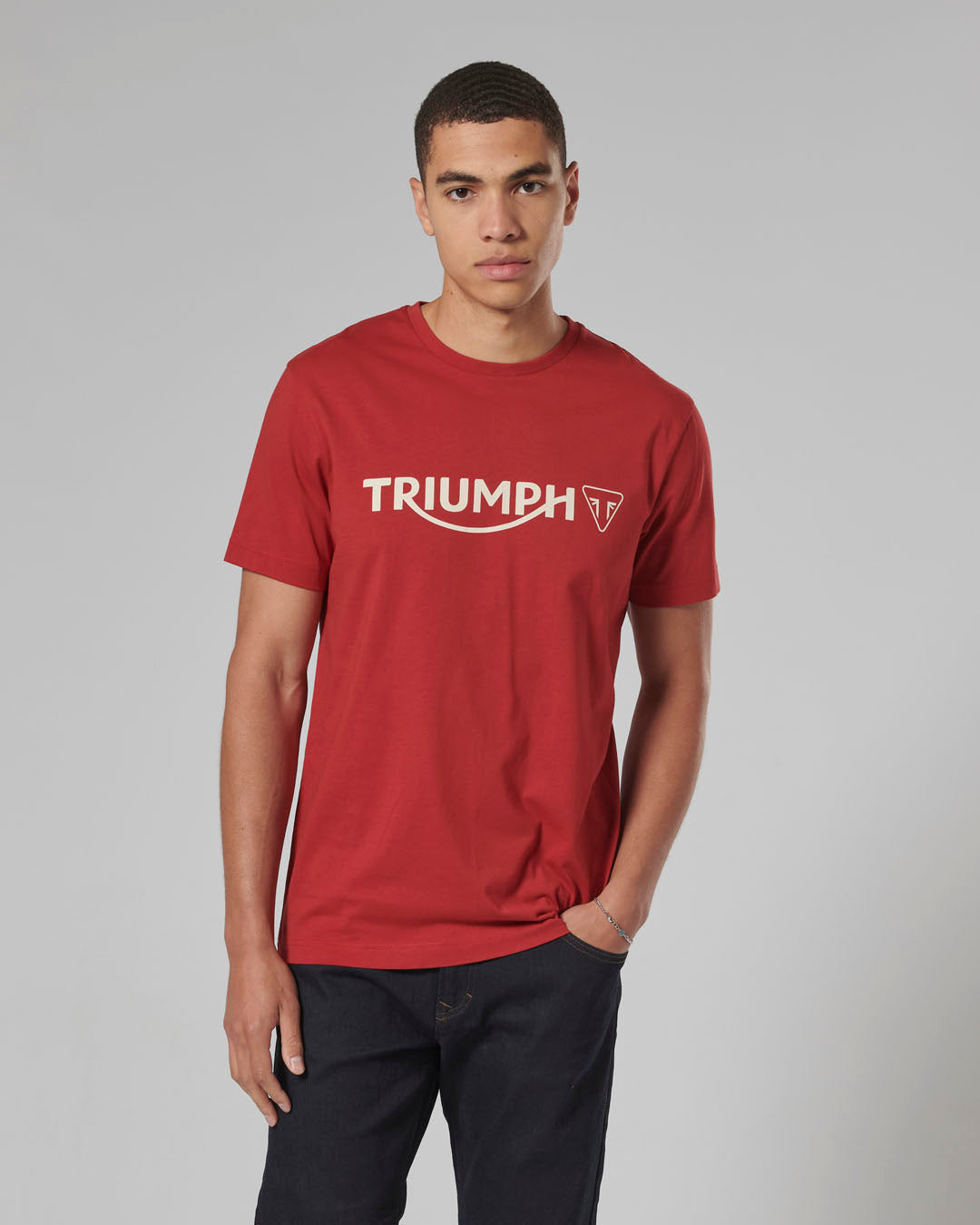 MTSS24105 - CARTMEL TEE-RED/BONE-L - Genuine Triumph Motorcycle Product