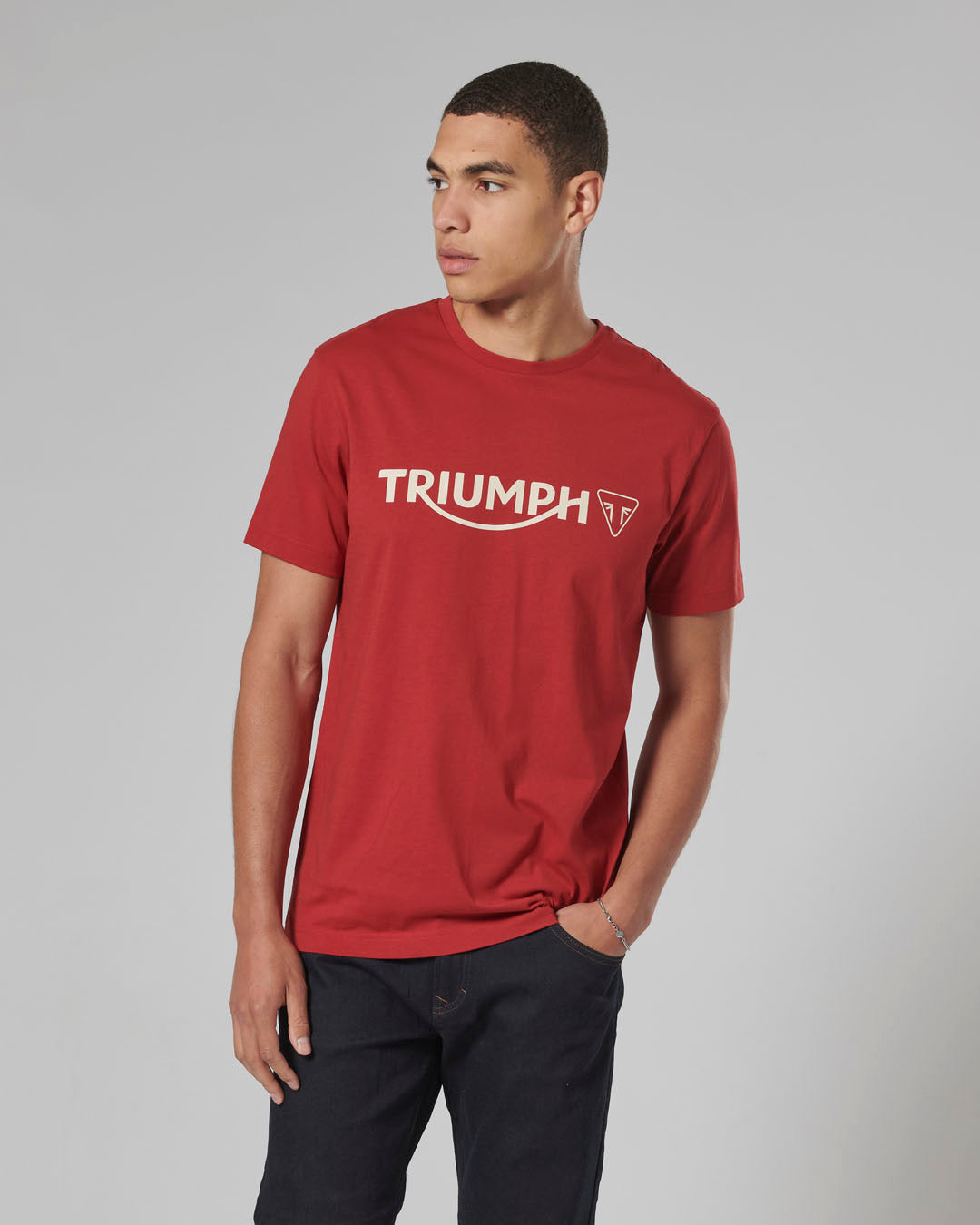 MTSS24105 - CARTMEL TEE-RED/BONE-L - Genuine Triumph Motorcycle Product