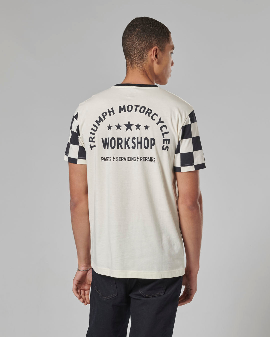 MTSS24116 - SS CHECKERBOARD TEE-L - Genuine Triumph Motorcycle Product