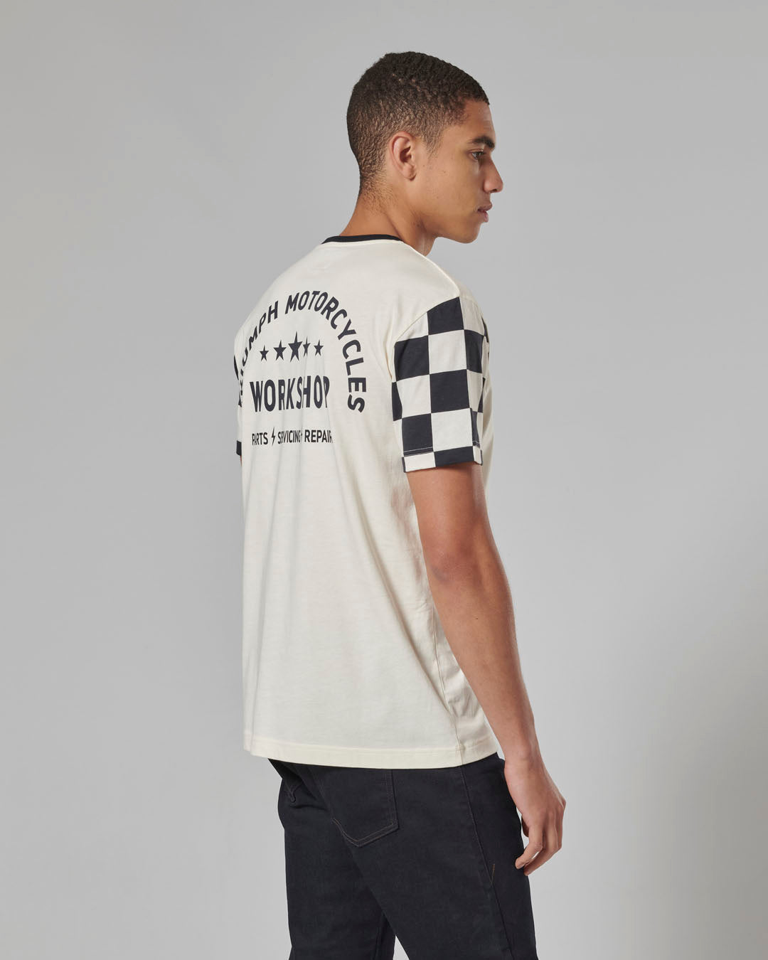 MTSS24116 - SS CHECKERBOARD TEE-L - Genuine Triumph Motorcycle Product