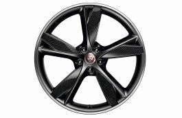 Jaguar F-TYPE 20" Forged, Style 5042, Diamond Turned with Satin Dark Grey contrast and Carbon Fibre inserts, front