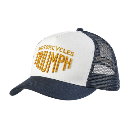 Ellis Trucker Cap in Bone and Navy - SS23