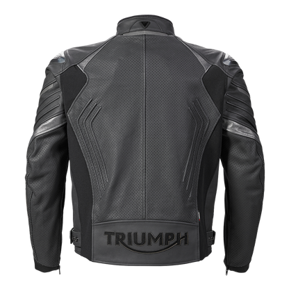 Triple Perforated Leather Jacket in Black
