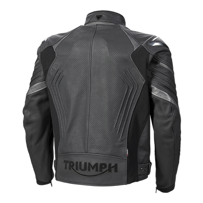 Triple Perforated Leather Jacket in Black