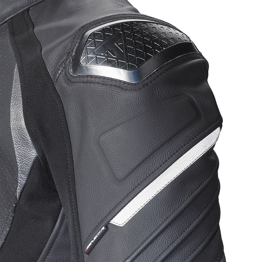 Triple Perforated Leather Jacket in Black