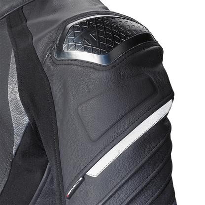 Triple Perforated Leather Jacket in Black