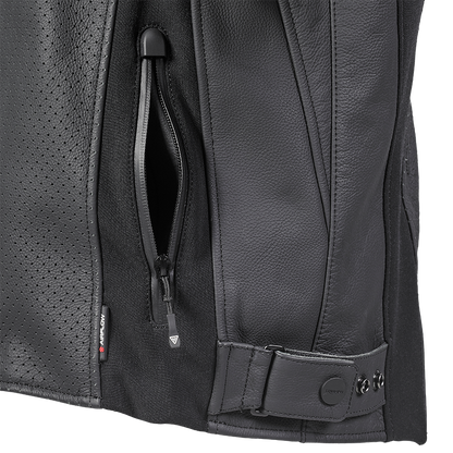 Triple Perforated Leather Jacket in Black