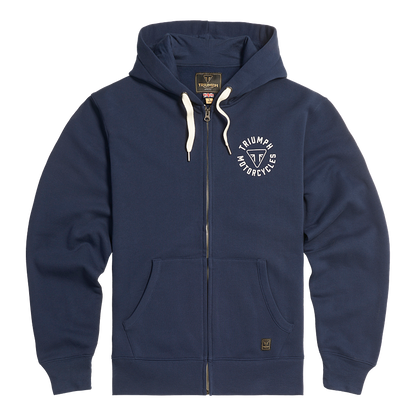 MSWS24119 - FULL ZIP HOODY-NAVY/BONE-L - Genuine Triumph Motorcycle Product