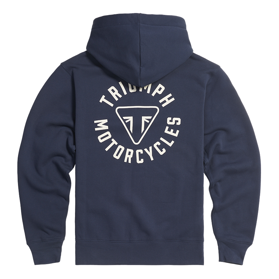 MSWS24119 - FULL ZIP HOODY-NAVY/BONE-L - Genuine Triumph Motorcycle Product