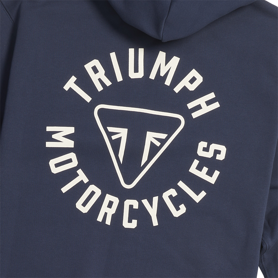 MSWS24119 - FULL ZIP HOODY-NAVY/BONE-L - Genuine Triumph Motorcycle Product