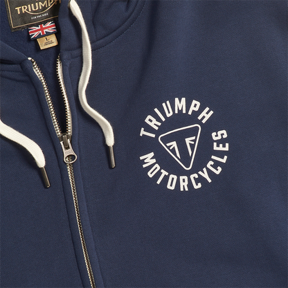 MSWS24119 - FULL ZIP HOODY-NAVY/BONE-L - Genuine Triumph Motorcycle Product