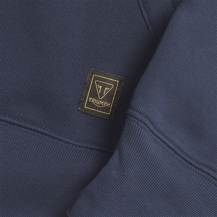 MSWS24119 - FULL ZIP HOODY-NAVY/BONE-L - Genuine Triumph Motorcycle Product