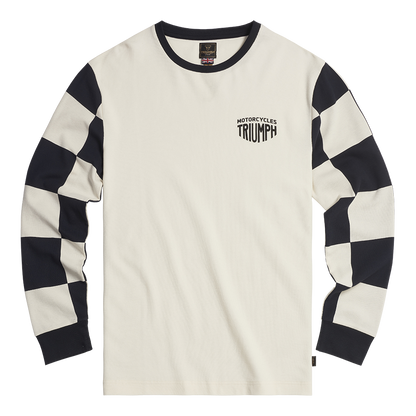 MTLS24130 - CHECKERBOARD L/S TEE-BL/B-L - Genuine Triumph Motorcycle Product