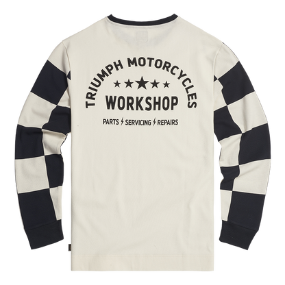 MTLS24130 - CHECKERBOARD L/S TEE-BL/B-L - Genuine Triumph Motorcycle Product