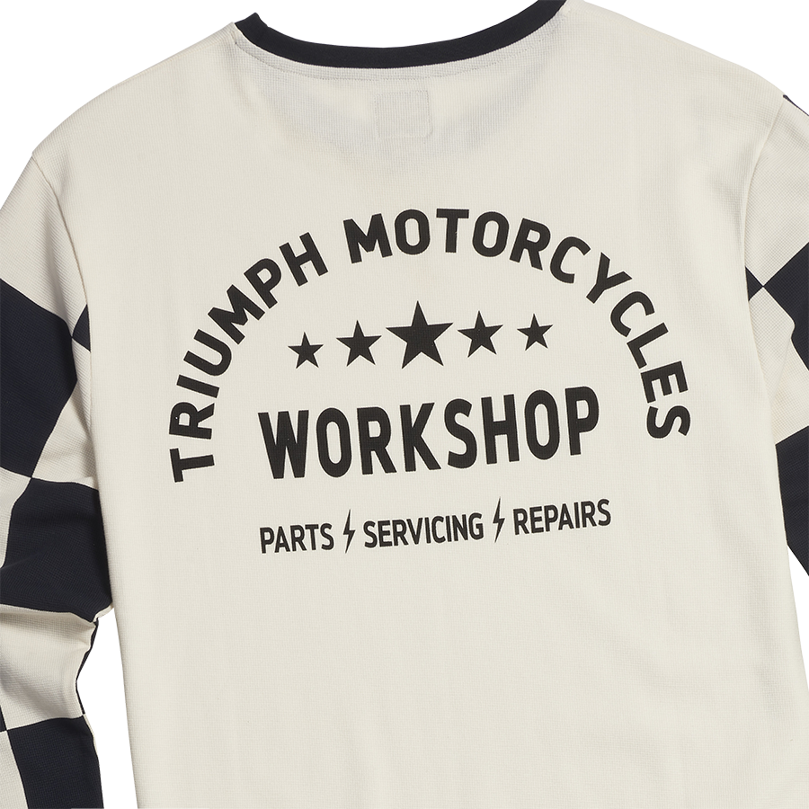 MTLS24130 - CHECKERBOARD L/S TEE-BL/B-L - Genuine Triumph Motorcycle Product