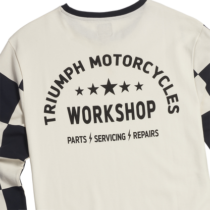 MTLS24130 - CHECKERBOARD L/S TEE-BL/B-L - Genuine Triumph Motorcycle Product