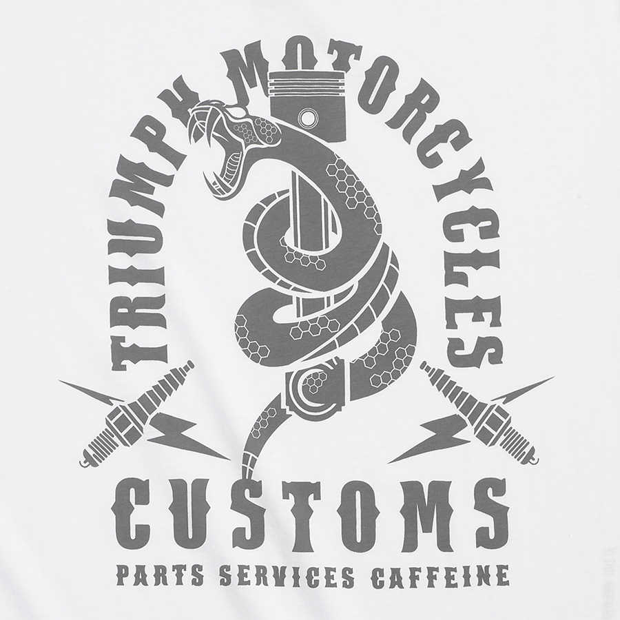 MTSS2325 - SNAKE PITT WHT/GRY TEE-L - Genuine Triumph Motorcycle Product