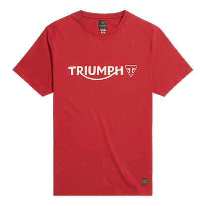 MTSS24105 - CARTMEL TEE-RED/BONE-L - Genuine Triumph Motorcycle Product