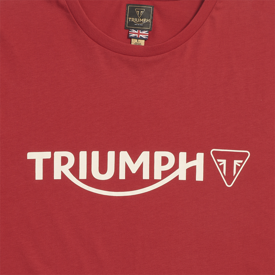 MTSS24105 - CARTMEL TEE-RED/BONE-L - Genuine Triumph Motorcycle Product