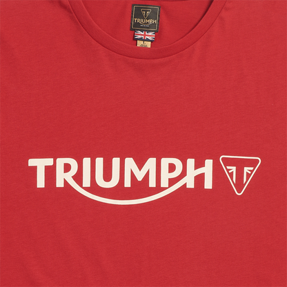 MTSS24105 - CARTMEL TEE-RED/BONE-L - Genuine Triumph Motorcycle Product