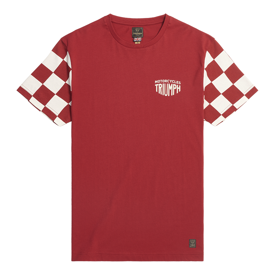 MTSS24105 - CARTMEL TEE-RED/BONE-L - Genuine Triumph Motorcycle Product