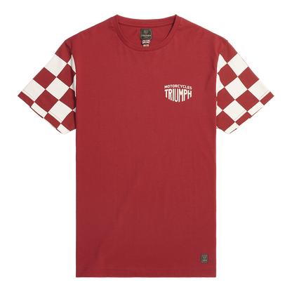 MTSS24105 - CARTMEL TEE-RED/BONE-L - Genuine Triumph Motorcycle Product