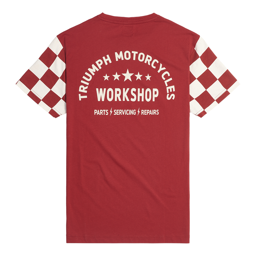 MTSS24105 - CARTMEL TEE-RED/BONE-L - Genuine Triumph Motorcycle Product