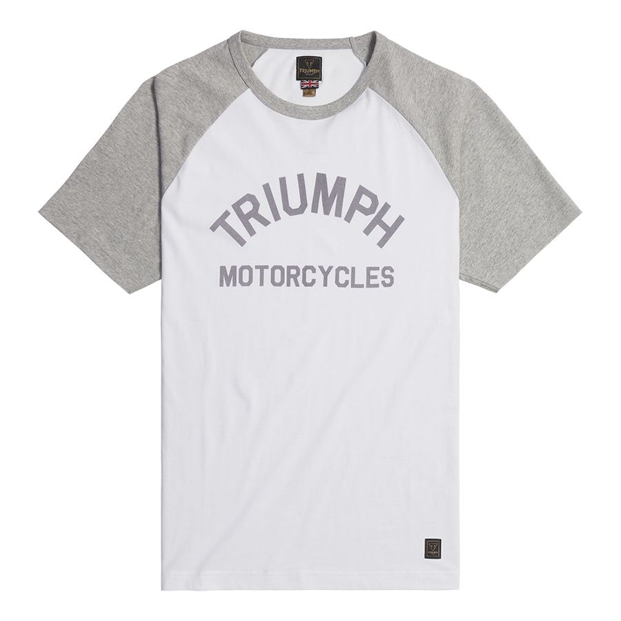 MTSS24112 - SALTERN WHITE/GREY TEE-L - Genuine Triumph Motorcycle Product
