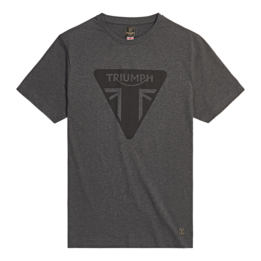 MTSS24115 - HELSTON TEE-BLKMARL/BLK-L - Genuine Triumph Motorcycle Product